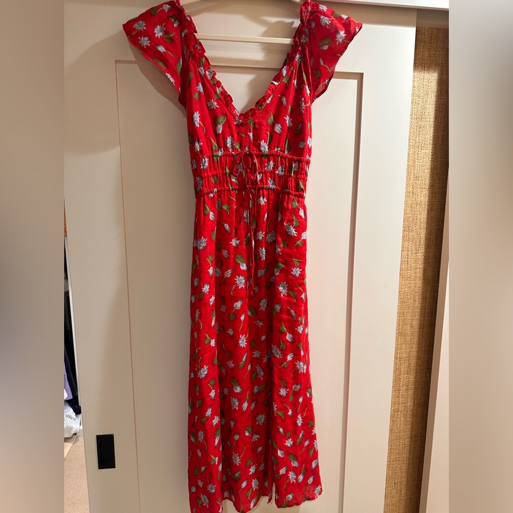 NWT JCrew Red Floral V-Neck midi Dress
